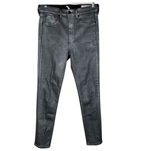 Rag & Bone Women’s 29 High Waisted Rise Skinny Ankle Jeans Sleek Shiny Metallic